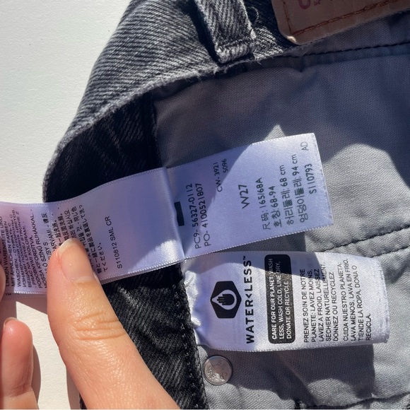 Levi’s 501 high-rise denim shorts original button-fly cut-off hem black women 27 - Picture 5 of 6